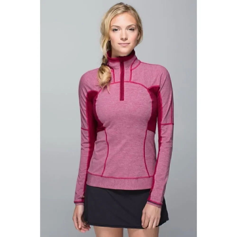 Lululemon Run For Gold 1/2 Zip
Heathered Bumble Berry / Bumble Berry Size 8